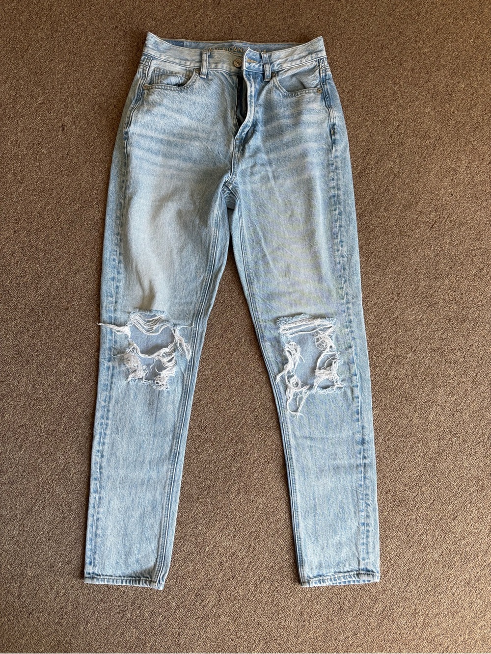 American Eagle Outfitters Light Blue Ripped Mom Jeans